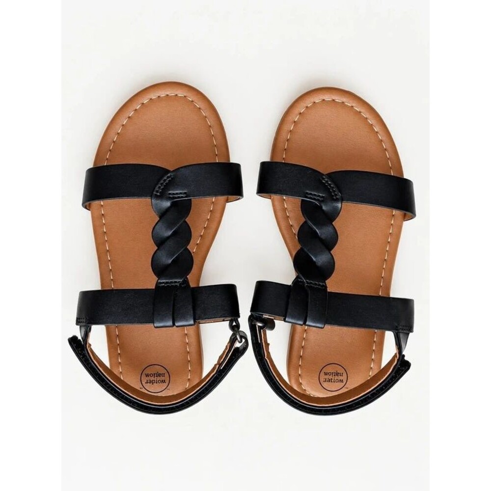 Wonder Nation Girls Black Braided Strappy Sandals Size 10 Toddler